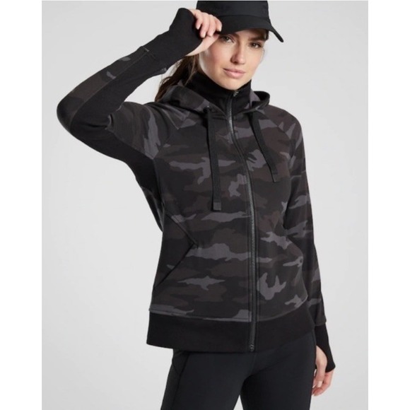 Athleta Tops - Black Camo‎ Athleta Triumph Printed Hoodie Size M